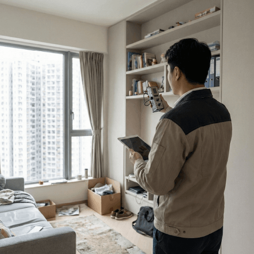 Engineer inspecting a Hong Kong apartment